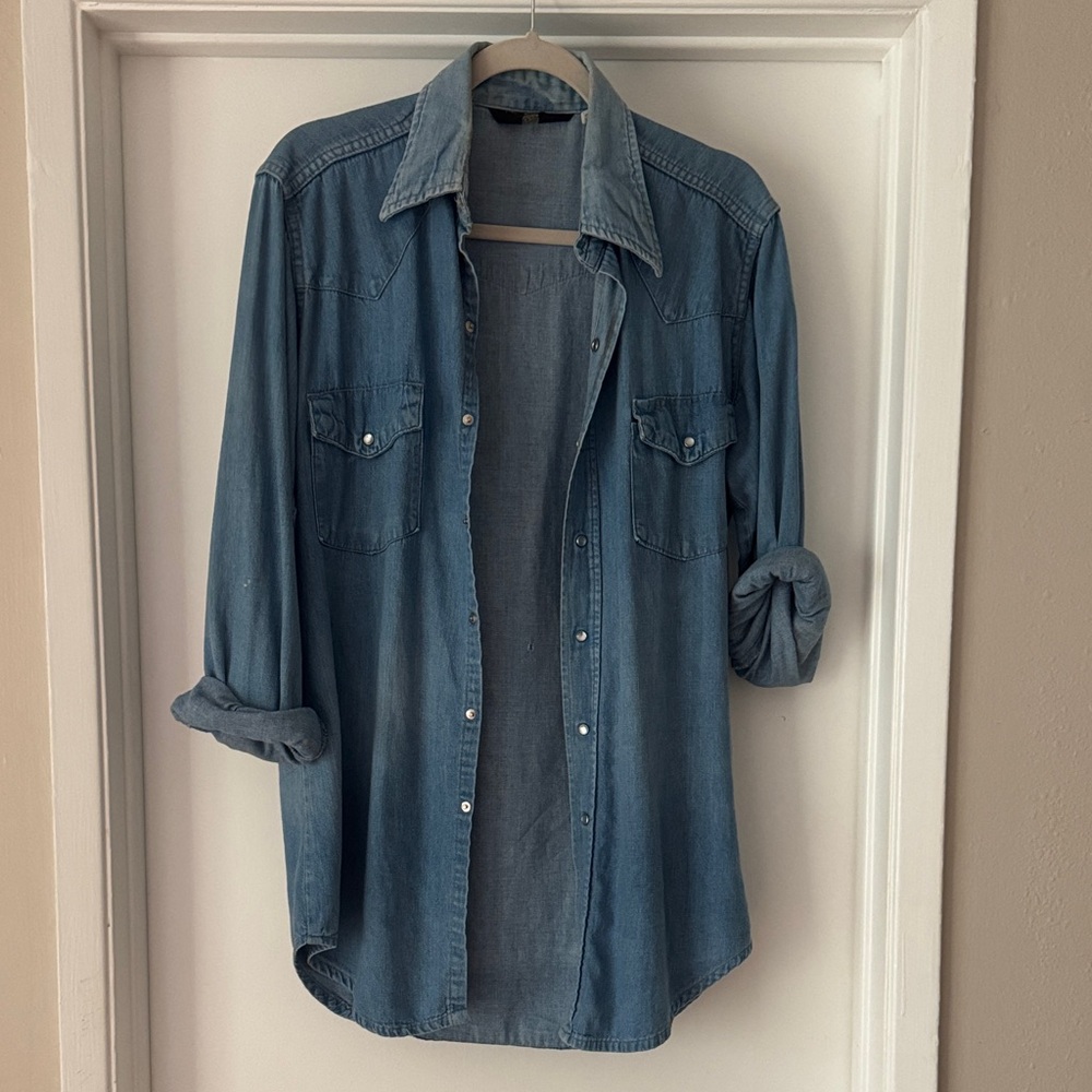 Sears Light Blue Western Denim Shirt